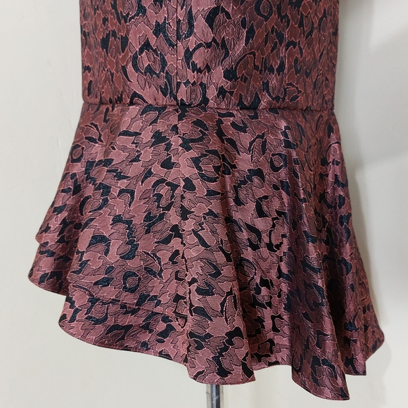 Vintage 80's Carissimo Rose Gold Metallic Embroidered Peplum Elegant Blazer - Picture 10 of 15